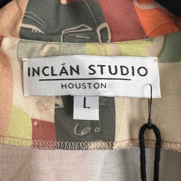NEW Inclan Studio Windsor 100% Cotton Colorful Abstract Print Shift Dress M & L - Picture 12 of 14